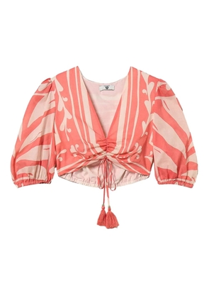 TWINSET puff-sleeve cropped top - Orange