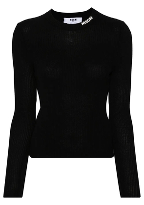MSGM intarsia-logo knitted top - Black