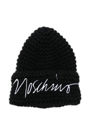 Moschino logo-embroidered beanie - Black