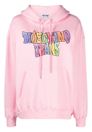 MOSCHINO JEANS logo-print cotton hoodie - Pink