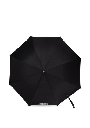 Moschino logo curved-handle umbrella - Black
