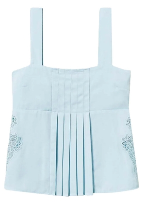TWINSET embroidery pleated twill top - Blue