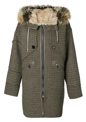 Liska houndstooth print hooded coat - Neutrals