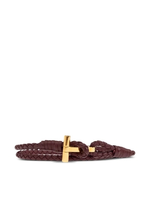 TOM FORD braided leather T-bar bracelet - Red