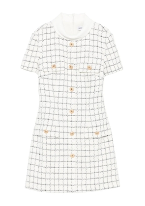 Self-Portrait checked button-detailed mini dress - White