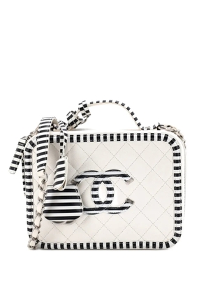 CHANEL Pre-Owned Filigree Vanity Case Quilted Caviar with Striped Leather Medium shoulder bag - Black