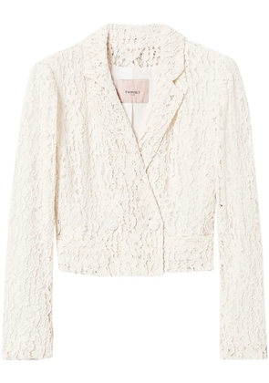 TWINSET lace-panel blazer - White