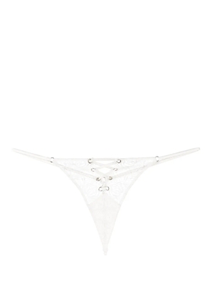 Fleur Du Mal eyelet-embellished lace-up V-string - White