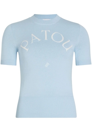Patou logo-jacquard knitted T-shirt - Blue