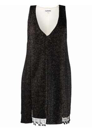 GANNI beaded step-hem shift dress - Black