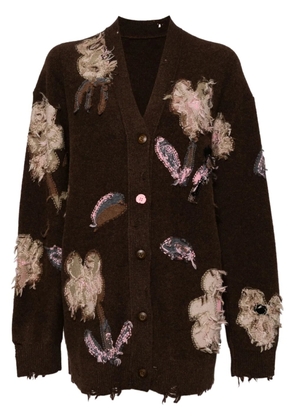 JNBY floral pattern V-neck cardigan - Brown