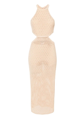 TWINSET rhinestone open-knit maxi dress - Brown