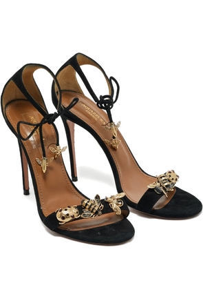 Aquazzura suede bee-embellished sandals - Black