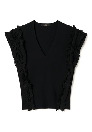TWINSET ribbed ruffle top - Black
