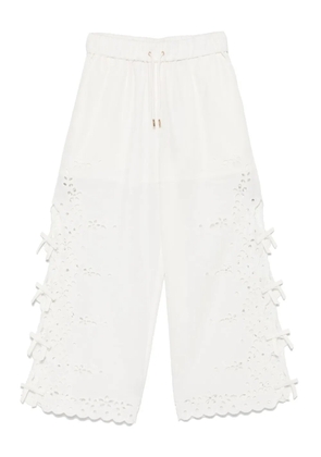 Self-Portrait embroidered trousers - White