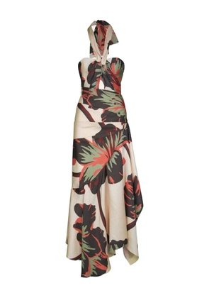 Johanna Ortiz Sol De Jade engraved-jacquard halterneck maxi dress - Neutrals