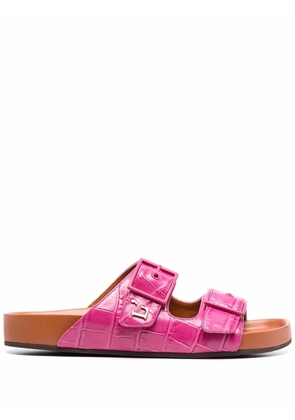 L'Autre Chose crocodile-embossed double strap sandals - Pink