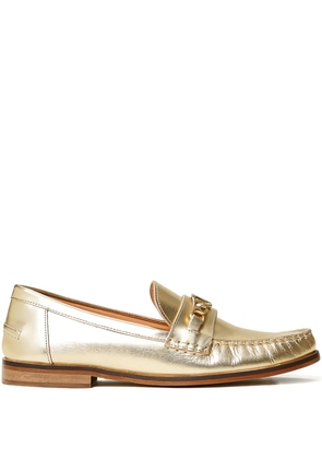 TWINSET chain-embellished leather loafers - Gold
