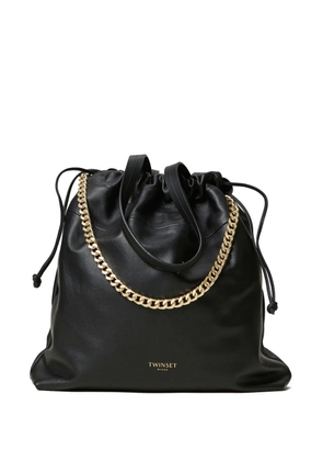 TWINSET logo-stamp bucket bag - Black