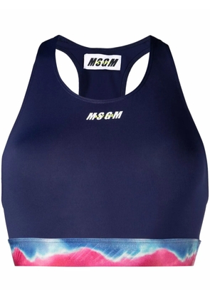 MSGM tie-dye print sports bra - Blue