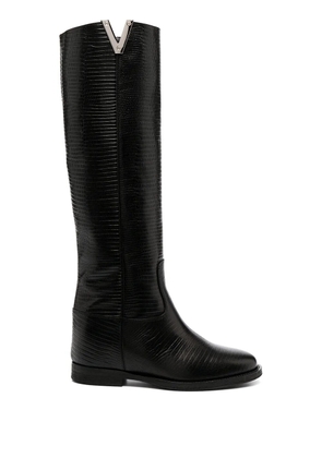 Via Roma 15 flat knee length boots - Black