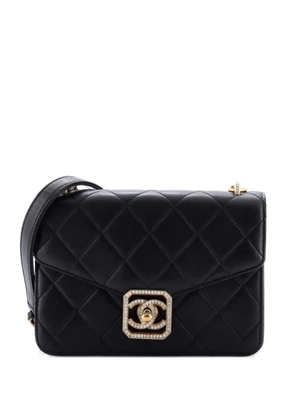 CHANEL Pre-Owned Crystal Geometric Frame CC Flap Bag Quilted Calfskin Mini crossbody bag - Black