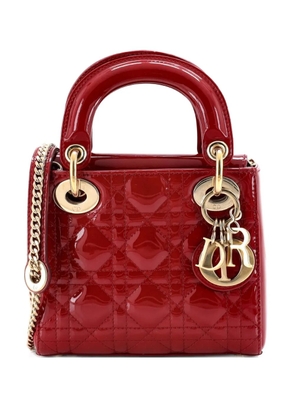 Christian Dior Pre-Owned Lady Dior Chain Bag Cannage Quilt Patent Mini satchel - Red