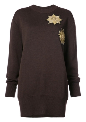 Vera Wang metallic patches loose-fit jumper - Brown
