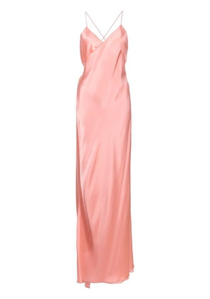 Michelle Mason cross-strap silk wrap gown - Orange