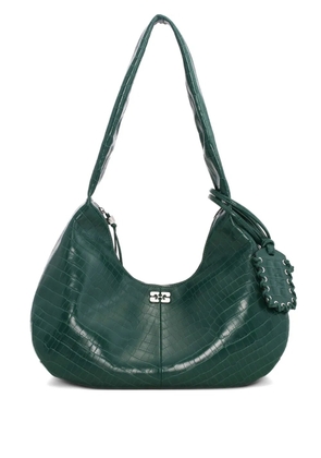 GANNI crocodile-embossed shoulder bag - Green