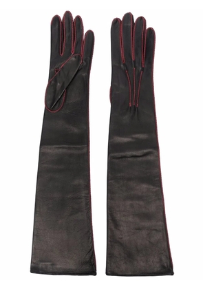 Manokhi stitch-detail leather gloves - Black