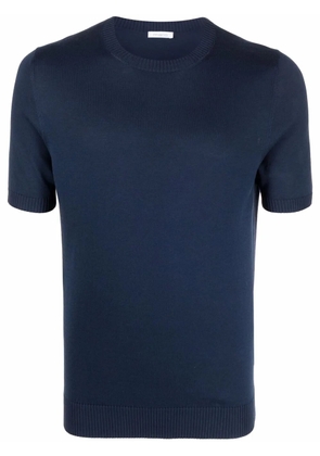 Malo short-sleeve fitted knit top - Blue