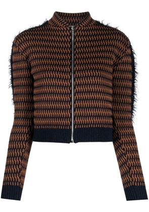 Durazzi Milano cropped patterned-jacquard jacket - Brown