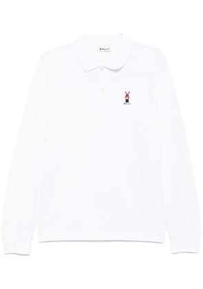 Bally logo embroidery long-sleeves polo shirt - White