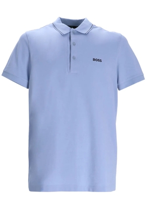 BOSS logo-embroidered polo shirt - Blue