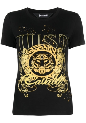 Just Cavalli Tiger Head-motif cotton T-shirt - Black