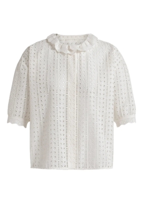Alberta Ferretti ruffled eyelet blouse - White