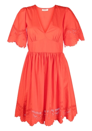 TWINSET broderie-anglaise short-sleeve dress - Orange