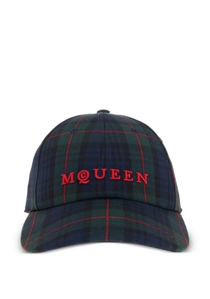 Alexander McQueen plaid logo cap - Blue