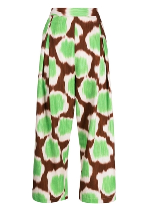 Biyan straight-leg graphic-print trousers - Brown