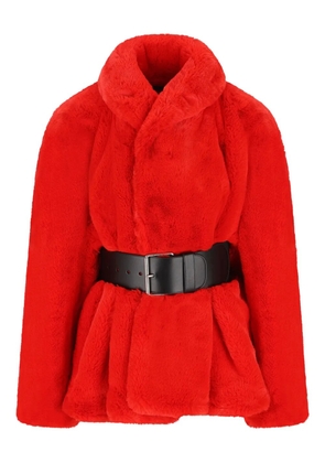 Balenciaga belted faux fur jacket - Red