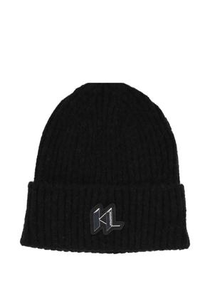 Karl Lagerfeld logo-patch beanie - Black