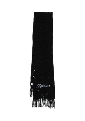 Moschino logo fringed scarf - Black
