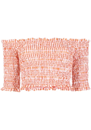 Kenzo off-shoulder gingham top - Orange