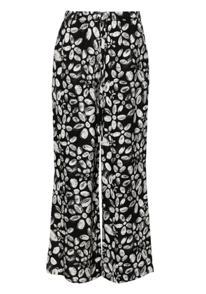Marni floral crepe straight trousers - Black