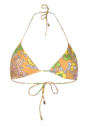 Tory Burch floral-print bikini top - Brown