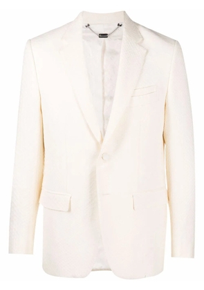 Billionaire jaquard crocodile-effect tailored blazer - White