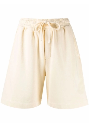 Nanushka embroidered-logo organic cotton shorts - Neutrals