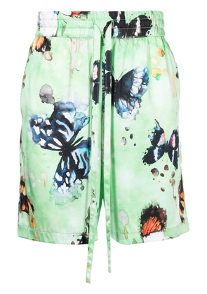 Nahmias butterfly-print silk shorts - Green