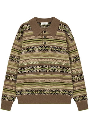 TOMBOY intarsia-knit polo top - Brown